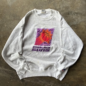 Vintage 90s Nutmeg Phoenix Suns Spellout Biglogo Embroidered Sweatshirt Crewneck Pullover Phoenix Suns Vintage Colour Gray Baggie Size Large