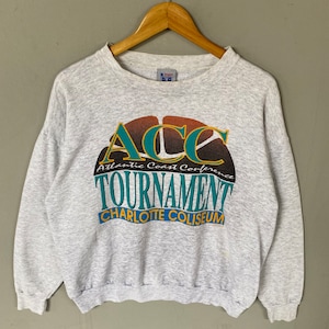 Vintage America Finest Tag ACC Tournament Charlotte Coliseum Felpa Girocollo Pullover Maglione Colore Grigio Taglia Grande