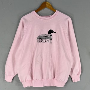 Vintage Penmans Tag Heritage Duck Big Logo Printed Sweatshirt Crewneck Pullover Sweater Duck Colour Pink Size X-large