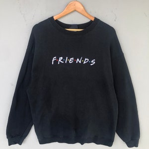 Vintage Y2K BBC Experience Store Tag Friends Big Embroidery Logo Felpa Girocollo Baggie Colore Nero Taglia X-Large