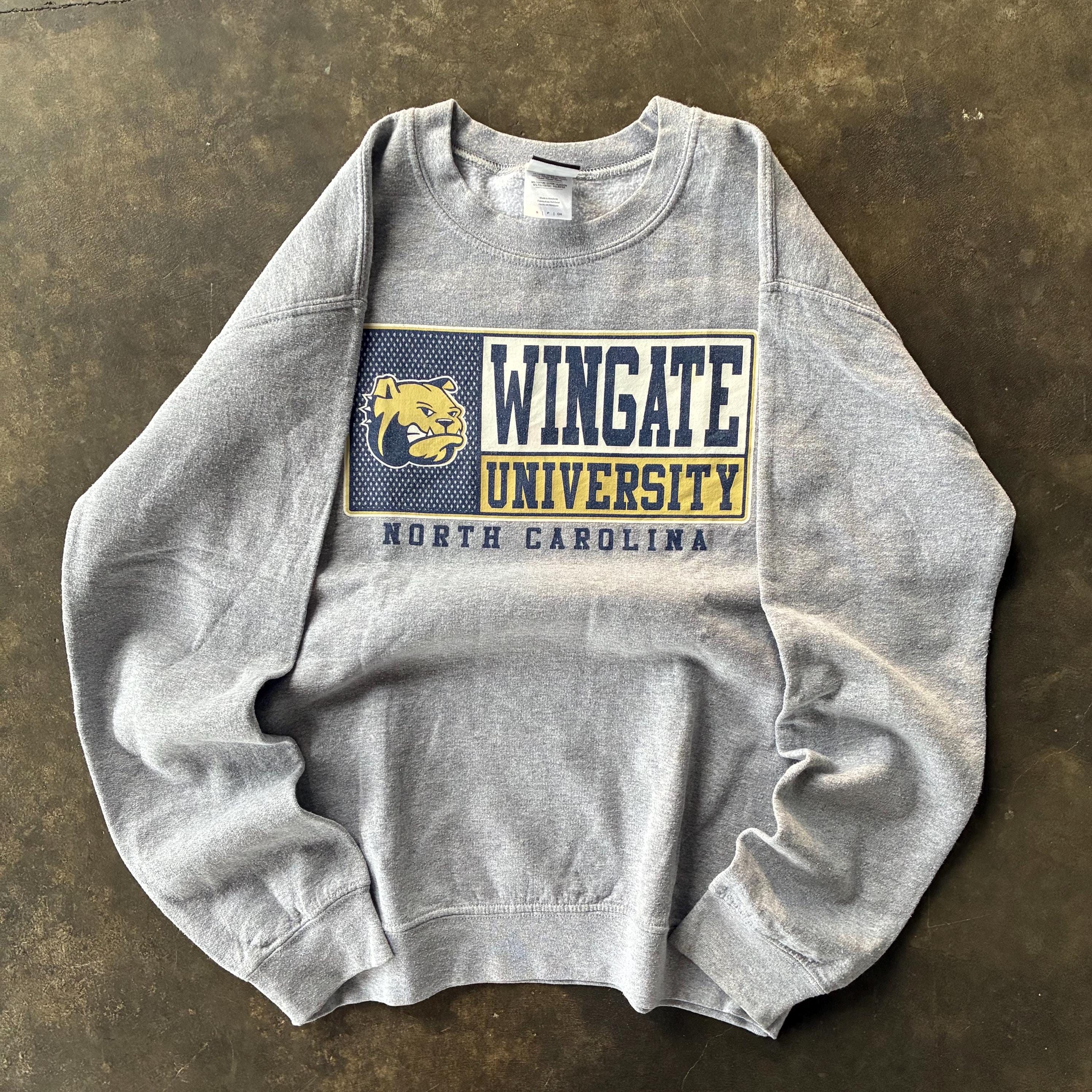 Vintage Y2K CI Tag Wingate University Spellout Sweatshirt Big Logo Printed Crewneck Pullover Sweater University Colour Grey Size Small