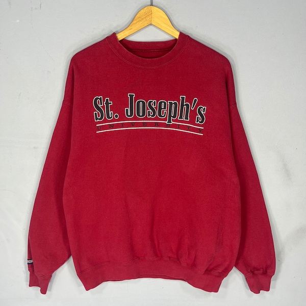 Vintage Jansport Tag St Josephs University BigLogo Printed Sweatshirt Crewneck Baggie Sweater University Colour Maroon Size X-Large