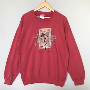 Vintage anni '90 Grand Canyon Grande Logo Felpa Stampata Girocollo Colore Marrone Taglia Grande