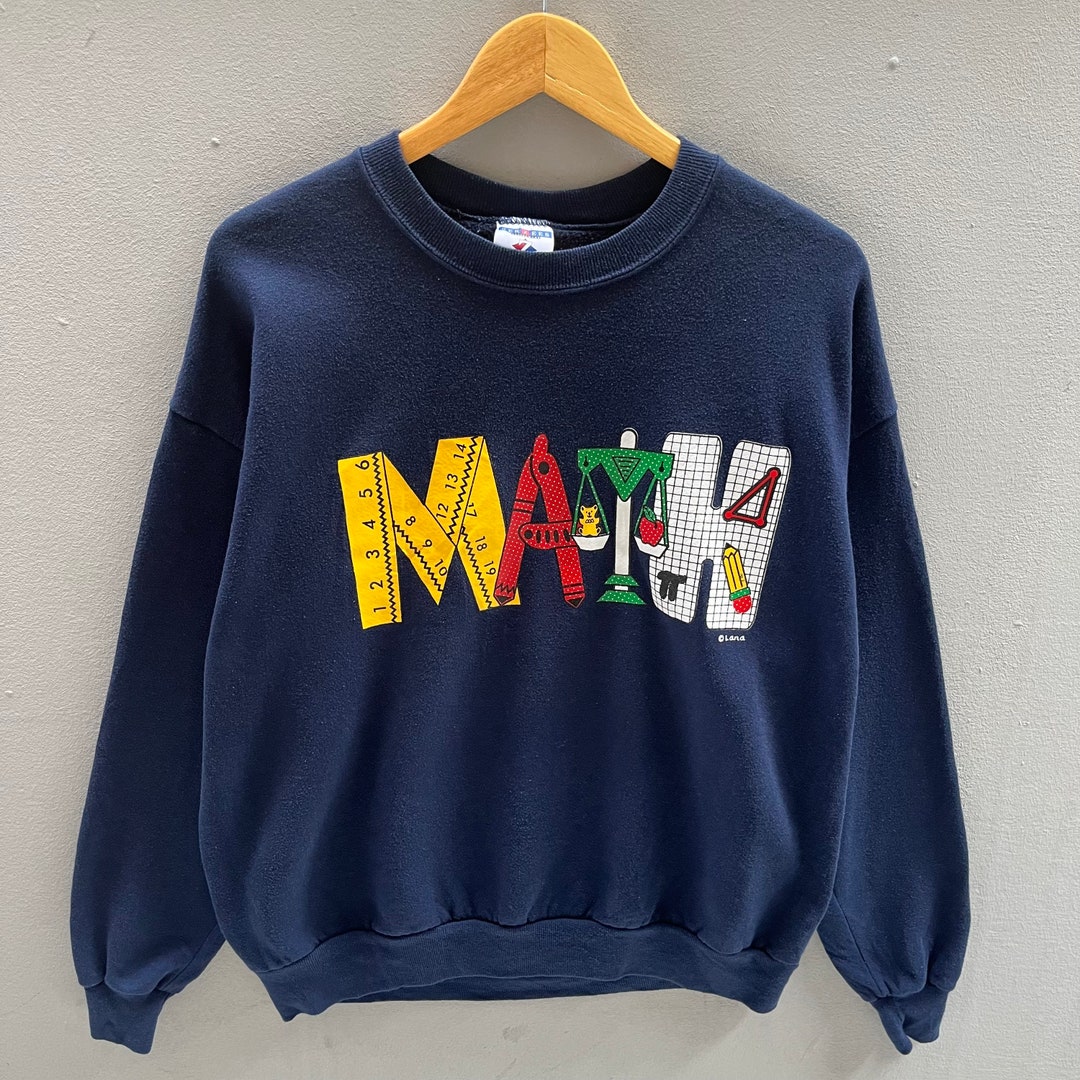 Pool Math Sweater Vintage Jerzees Tag MATH Spellout Big Logo Printed Sweatshirt Crewneck ...