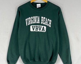 Vintage Port Company Tag Virginia Beach Spellout Big Logo Printed Sweatshirt Crewneck Pullover Sweater Virginia Colour Green Size Small
