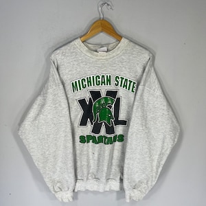 Vintage Hanes Tag Michigan State Spartans Spellout Biglogo Printed Sweatshirt Crewneck Pullover Baggie Spartans Sweater Colour Gray Size NA