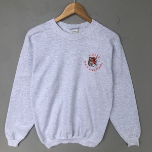 Vintage Y2K Port And Company Tag Tigers South High School Spellout Embroided Piccola felpa logo girocollo Colore grigio Taglia NA