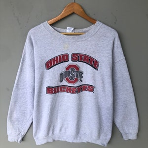 Vintage Y2K Ohio State Buckeyes Big Print Logo Felpa Girocollo Baggie Colore Grigio Taglia Grande