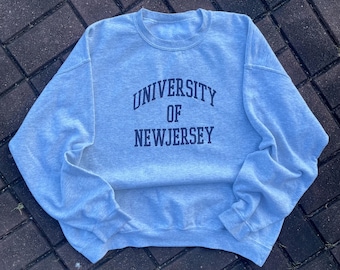 Vintage Y2K University New Jersey Big Logo Printed Sweatshirt Crewneck Pullover University New Jersey Sweater Baggie Colour Gray Size NA