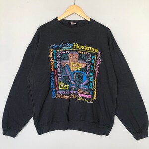 Vintage anni '90 Son Of Messiah Grande Stampa Logo Felpa Girocollo Taglia X-large