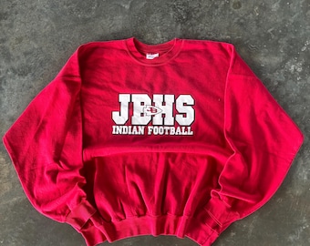 Vintage Y2K Hanes Tag John Burroghs High School Big Logo Printed Crewneck Pullover Sweatshirt Vintage High School Graphic Red Size 2XLarge