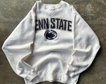 Vintage Y2K J America Tag Penn State University Spelloit Big Logo Embroidered Sweatshirt Crewneck Pullover University Colour White Size S
