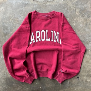 Vintage Y2K Champion Tag Carolina Spellout BigLogo Printed Sweatshirt Crewneck Sweater Champion Carolina University Colour Red Size Small