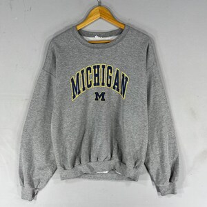 Vintage Michigan Spellout Big Logo Printed Sweatshirt Pullover Crewneck Sweater Michigan  Colour Gray Size NA