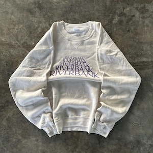 Vintage 90s Russel Tag Riverbank Spellout Big Logo Printed Sweatshirt Crewneck Pullover Sweater Russel Vintage Colour White Size Large