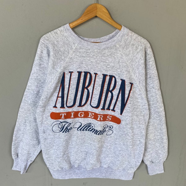 Vintage Auburn Tigers Spellout Big Logo Printed Sweatshirt Jumper Sweater University Auburn Crewneck Colour Grey Size NA