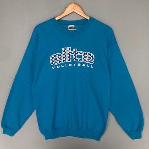Vintage 00s Elite Volleyball Big Print Sweatshirt Crewneck Colour Blue Size Medium