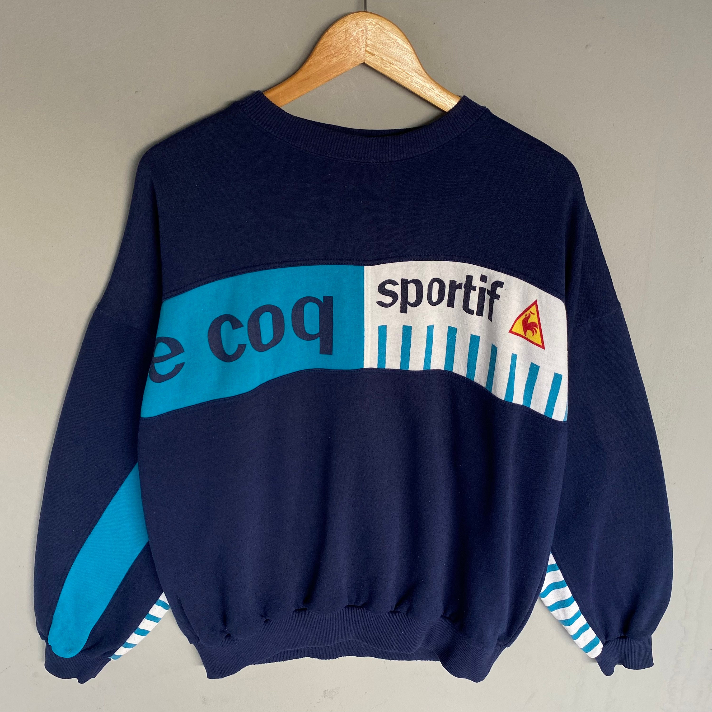 Vintage Le Coq Sportif Big Printed Spellout Logo Sweatshirt Crewneck Sweater Retro Le Sportif Colour Navy Blue Size Large Etsy Ireland