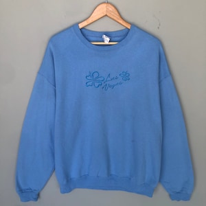 Vintage 00s Jerzees  Tag Las Vegas Embroidery Logo Sweatshirt Crewneck Colour Soft Blue Size X-Large