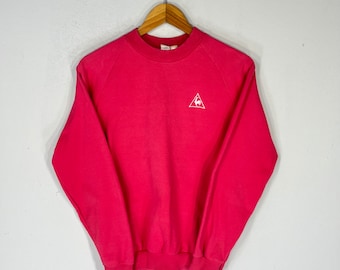 Vintage Le Coq Sportif Etiqueta Logotipo pequeño Le Coq Vintage Ropa informal bordada Sudadera Jersey de cuello redondo Color Rosa Talla NA