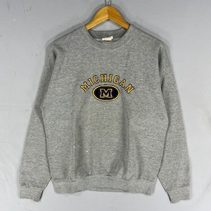 Vintage ASC Tag Michigan Spellout Big Logo Embroidered Sweatshirt Crewneck Pullover Sweater University Michigan Colour Grey  Size NA