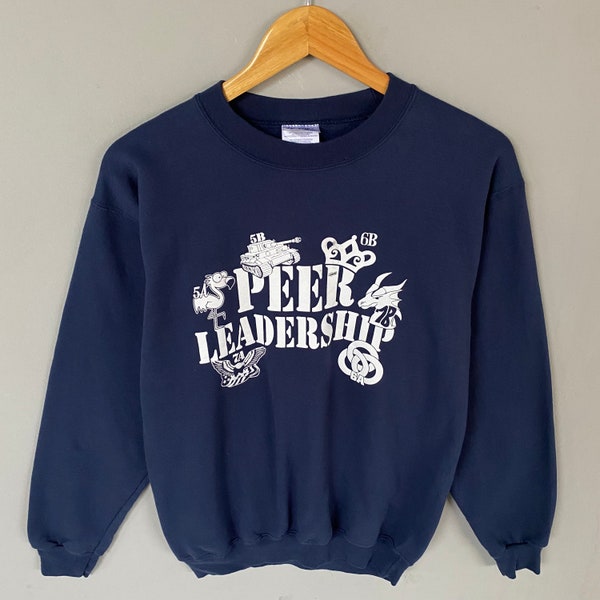 Vintage Port and Company Tag Peer Führung Spellout Big Logo Bedruckt Sweatshirt Crewneck Jumper Rookie Backprint Farbe NavyBlue Size Smal