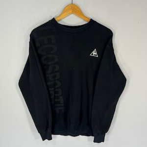 Vintage Le Coq Sportif Tag Backprint Logo Le Coq Vintage Embroidered Streetwear Sweatshirt Pullover Crewneck Sweater Colour Black Size S