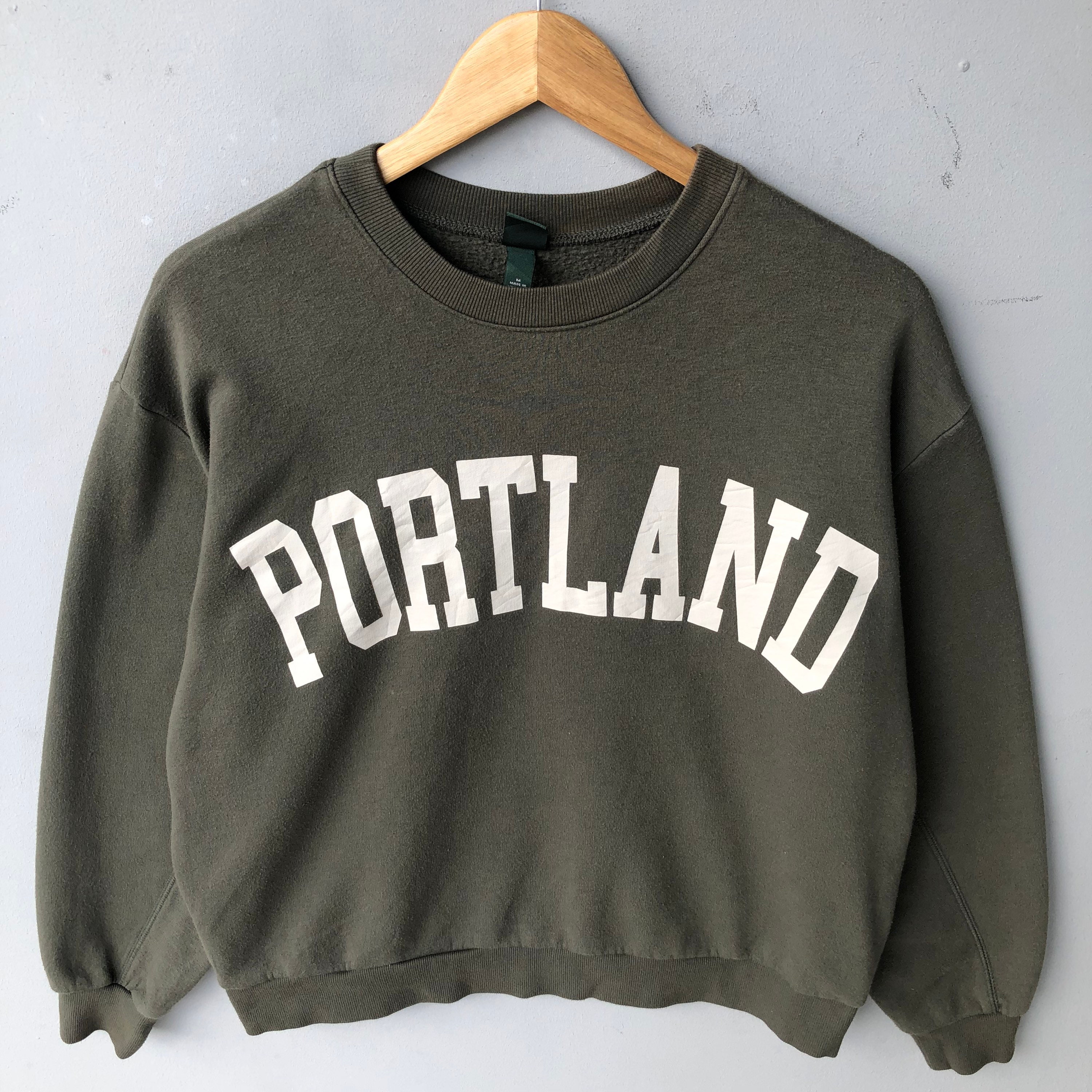 Vintage Y2K Wild Fable Tag Portland Spellout Printed Biglogo Sweatshirt Crewneck Pullover Sweater Portland Colour Green Size Medium Etsy