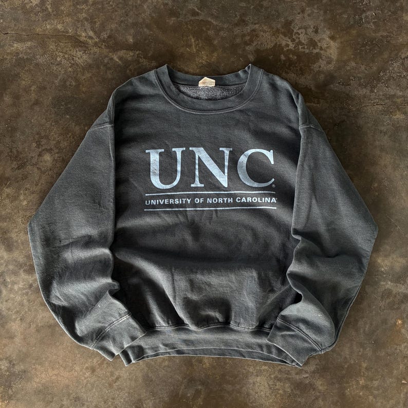 Vintage Y2K Tag University North Carolina Spellout Big Logo Printed Sweatshirt Crewneck Pullover Sweater University Colour Dark Gray Size NA image 1