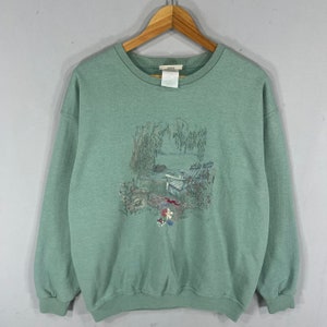 Vintage Northern Tag Lake Big Logo Printed Sweatshirt Crewneck Pullover Sweater Baggie Size NA Colour Green