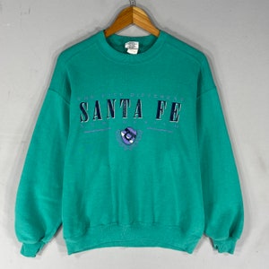Vintage Gear Tag Sante Fe New Mexico Spellout Printed Sweatshirt Crewneck Pullover Baggie Sweater Mexico Colour Green Size Large