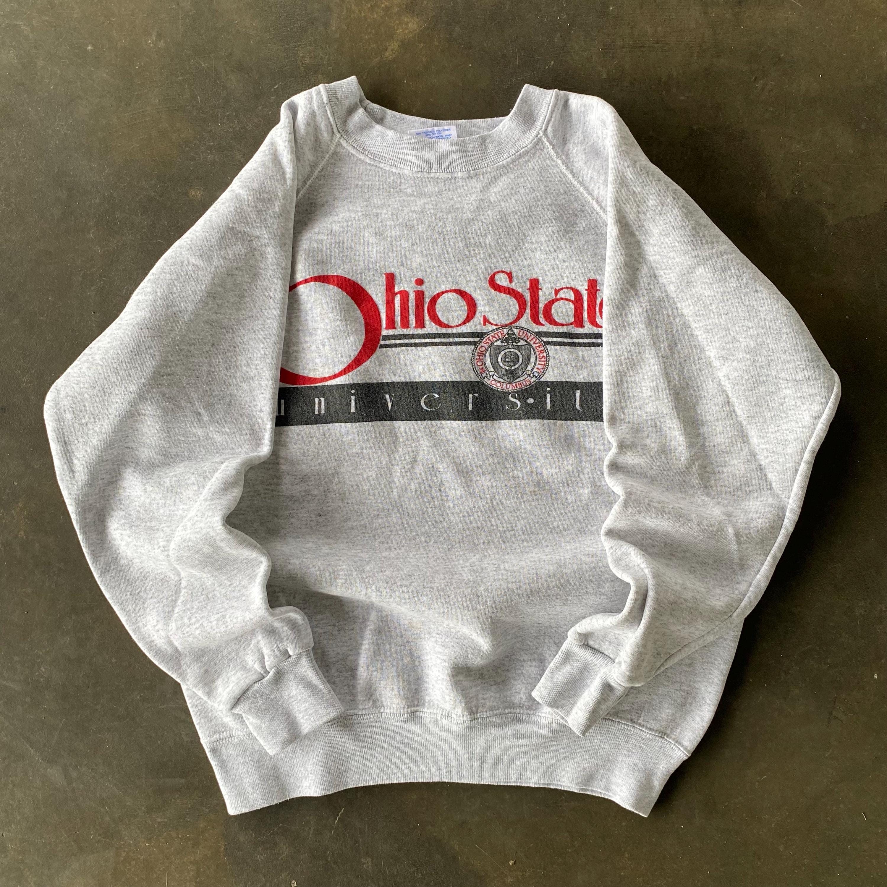Vintage 90s Santee Tag Ohio University Spellout Big Logo Printed Sweatshirt Crewneck Pullover Sweater Retro UniversityColour Gray Size NA