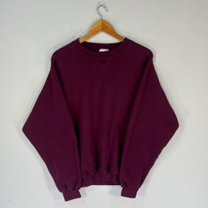 Vintage  90s Discuss Athletic Tag Plain Vintage Athletic Streetwear Sweatshirt Pullover Crewneck Sweater Baggie Colour Maroon Size X-Large