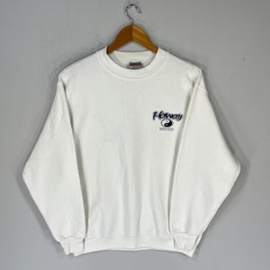 Vintage anni '90 Oneita Tag T e C Hawai Spellout Biglogo Backprint Felpa Girocollo Pullover Maglione Hawaii Colore Bianco Taglia Grande