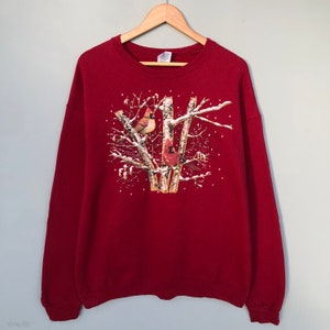Vintage 00s Jerzees Tag Bird Big Print Logo Sudadera Crewneck Color Maroon Size X-large