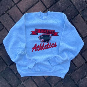 Vintage Y2K  Tag St Elizabeth Athletics Spellout BigLogo Printed Sweatshirt Crewneck Sweater College Baggie Colour Light Gray Size Large