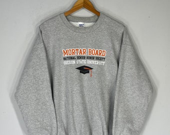 vintage Gildan Tag Oregon State University Spellout gros logo imprimé sweat-shirt ras du cou pull universitaire couleur gris taille L