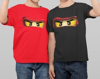 Ninja eyes kids t shirt design ninjago top gift present idea boys Kids Childrens Boys Girls Top Tee T-Shirt Gift Present Idea