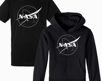 Nasa planet kids T-shirt Or Hoodie unisex space astronaut geek nerd star logo gift white print. gold print. black print