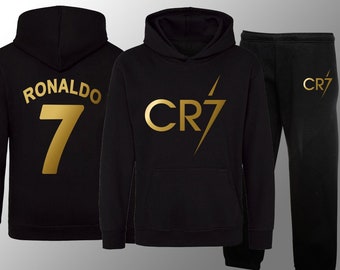 New CR7 Ronaldo Kids Tracksuit Hoodie and Joggers Football Jersey Birthday Gift