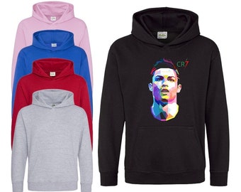 New CR7 Geometric Hoodie Kids Unisex Jumper Ronaldo Celebration Gift