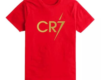 Kids Red Ronaldo CR7 Inspired United T Shirt footyMerch Jumper Christiano Merch Ronaldo Tee Boys Girls Gift Top Tee 3-13yrs