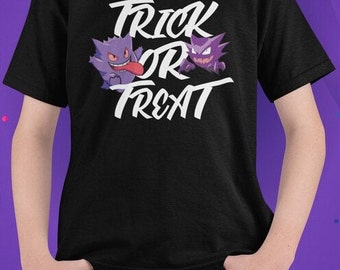 Halloween Trick Or Treat | Gengar and Haunter | Kids Unisex T-Shirt for Boys and Girls | Fans and Players | Great Gift Ideas