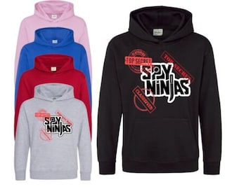 SPY NINJA CWC Top Secret Inspired Kids Hoodie Unisex Youtuber Merch Hooded Sweatshirt Boys Girls Gift