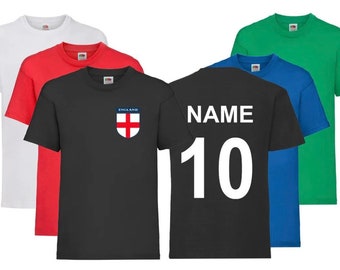 England logo Shirt Personalised Name Number Football T-Shirt for Kids, , Teens, Boys -Sports Shirt -Girls Baller T-Shirt - Worldcup