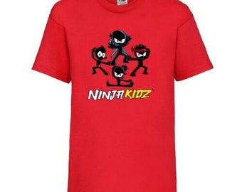 New Kids Childrens Ninja Kidz Tee Unisex Gaming T-Shirt Team Boys Girls Cool Tee Top TV Gift