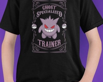 Gengar Ghost Trainer T-Shirt | Kids Unisex T-Shirt for Boys and Girls | Fans and Players | Great Gift Idea for All Occasions