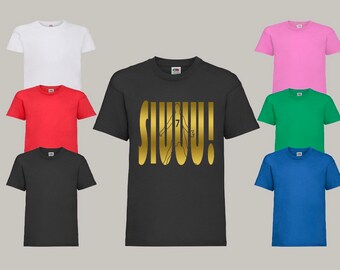 CR7 Kids new Ronaldo SIUU T-shirt gold print Gift unisex christmas