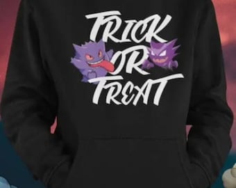 Trick Or Treat Halloween Kids Hoodie Gengar Haunter Chest Print Gift