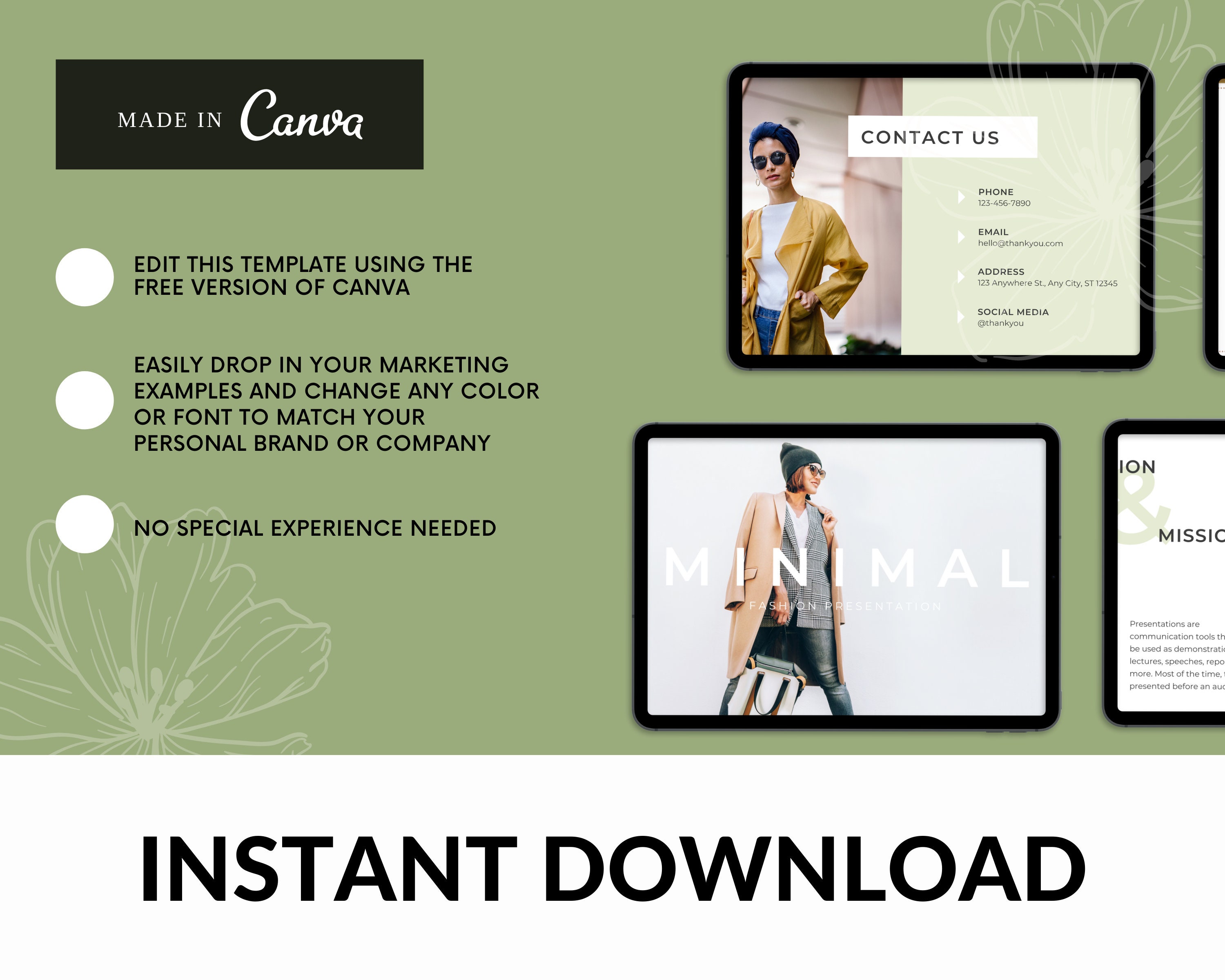 Minimal Style Fashion Canva Presentation Template - Etsy